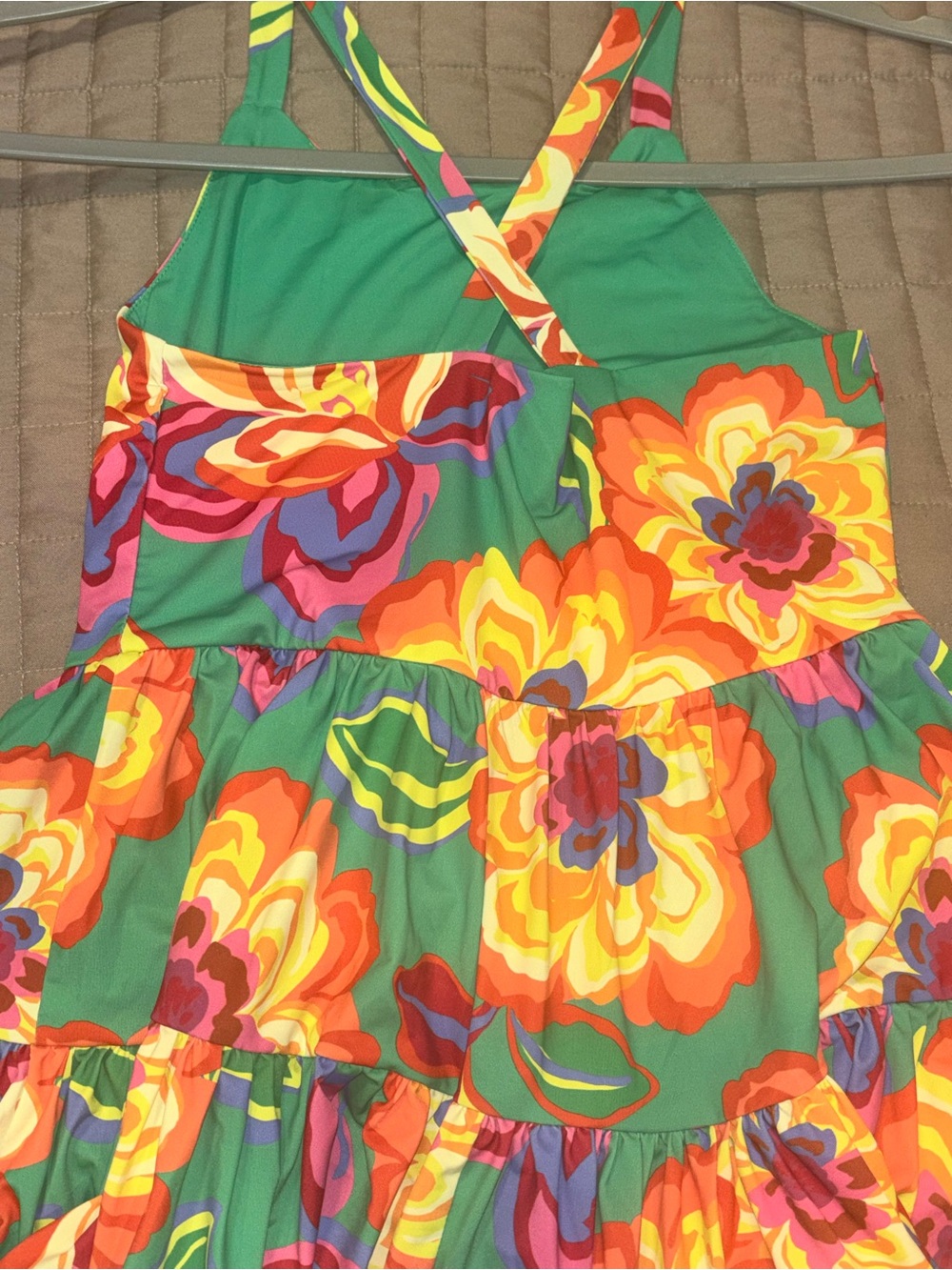 GB girls Teal Dress with Colorful Floral Accents - Picture 3 of 6